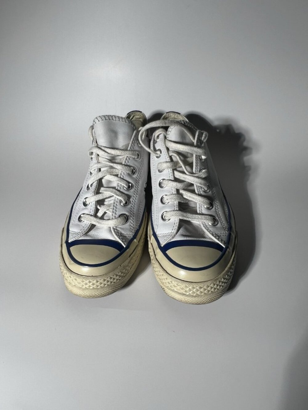 Converse Chuck Taylor All Star Leather White Blue Women’s 7 Men’s 5 - Picture 3 of 13